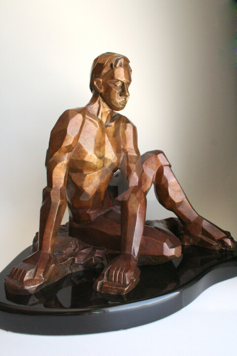 Sculpture titled "CUBIST GUY" by Marie-Pierre Philippe-Lohézic (MPPL-ART), Original Artwork, Bronze
