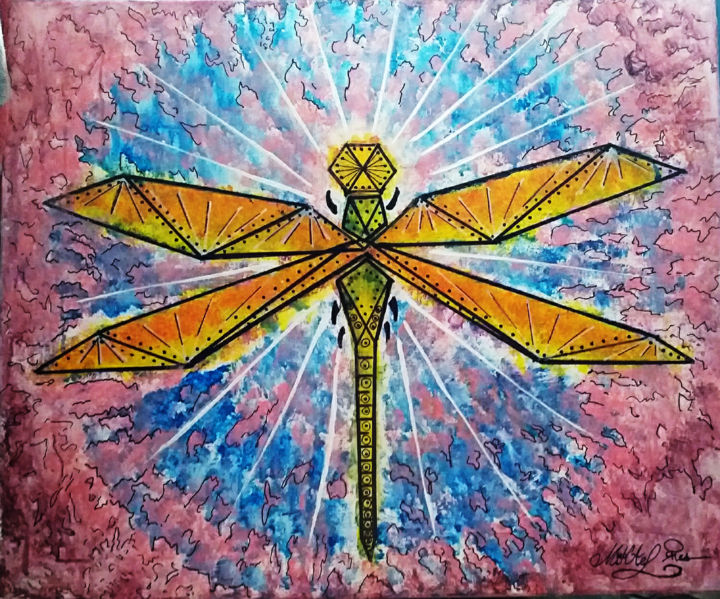 Peinture intitulée "dragonfly.jpg" par Mike Pi, Œuvre d'art originale, Acrylique