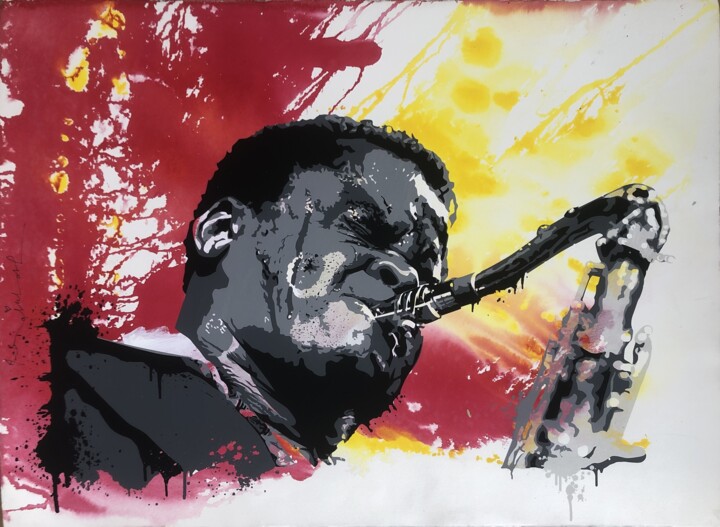 Pintura intitulada "Stanley Turrentine" por Mr. Brainwash, Obras de arte originais, Papel