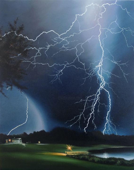 Peinture intitulée "Spring thunderstorm" par Kakajan Charyyev, Œuvre d'art originale, Huile Monté sur Châssis en bois