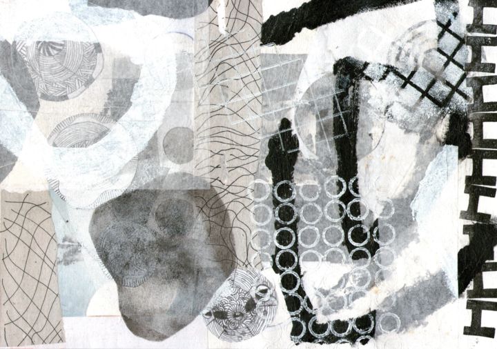 Collagen mit dem Titel "Black and White" von Robson Jordao, Original-Kunstwerk