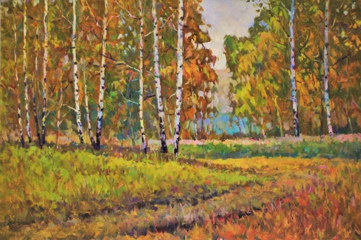 Painting titled "In the woods" by Jura Sapozhnikov, Original Artwork, Oil