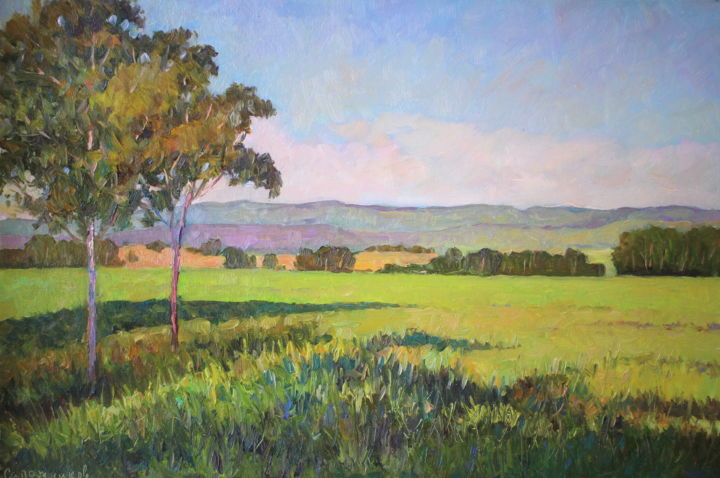 Painting titled "Field" by Jura Sapozhnikov, Original Artwork, Oil