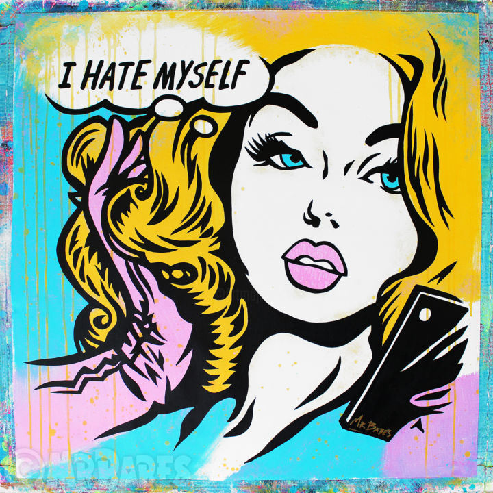 Pintura titulada "Low Selfie Esteem" por Mr.Babes, Obra de arte original, Acrílico