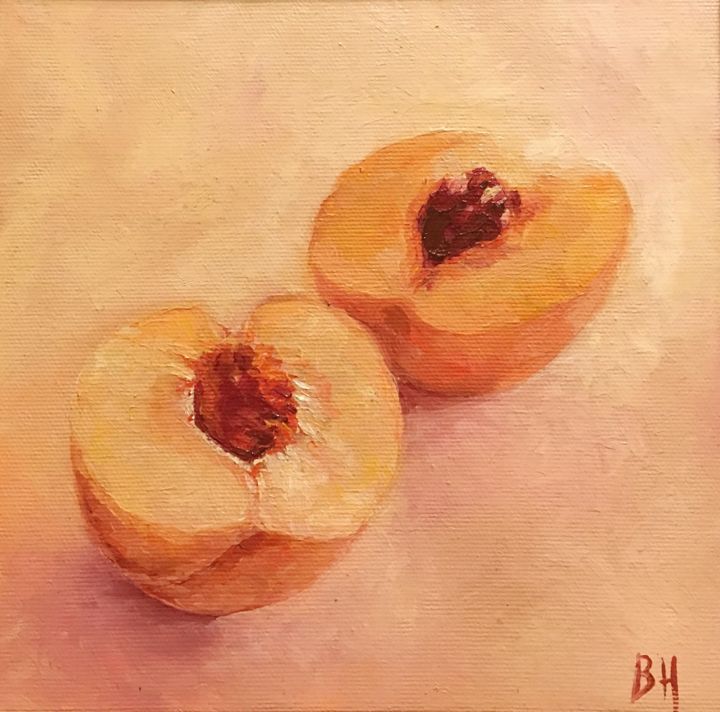 Painting titled "The peaches" by Mr. Nekalo, Original Artwork, Oil