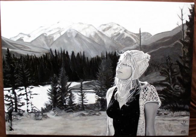 Painting titled "Basia à Banff,  Bas…" by Michel Robitaille, Original Artwork