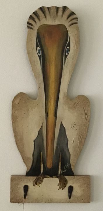 Sculpture titled "Pelican" by Gary Cadet, Original Artwork, Wood