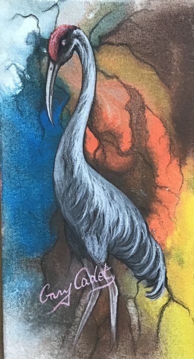 Painting titled "Big bird Crane" by Gary Cadet, Original Artwork, Acrylic