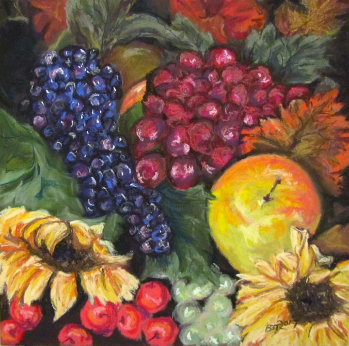 Painting titled "autumn-bounty" by Bobbie O'Toole, Original Artwork, Pastel