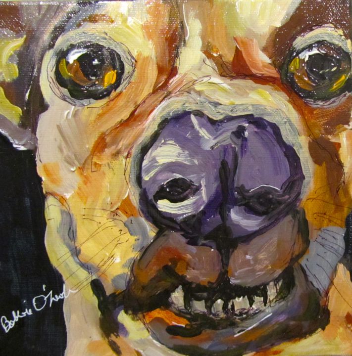 Painting titled "Dogs don't smile do…" by Bobbie O'Toole, Original Artwork, Acrylic