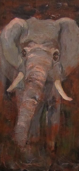 Painting titled "Pandora Pachydermm" by Bobbie O'Toole, Original Artwork, Acrylic