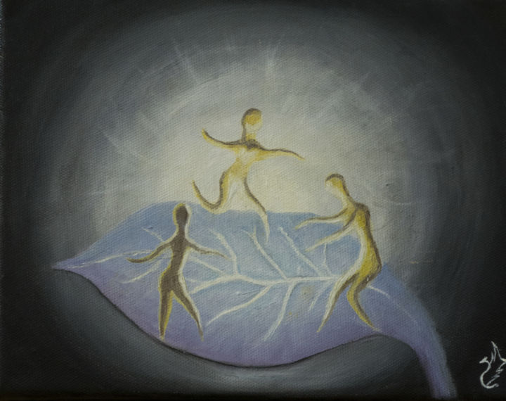 Картина под названием "Lunar dance" - Ms Selene, Подлинное произведение искусства, Масло Установлен на Подрамник