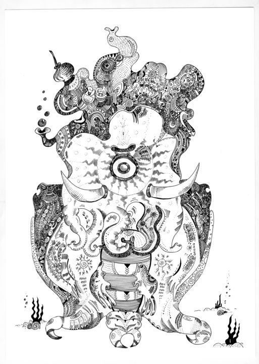 Drawing titled "Snark" by Daria Lisenko, Original Art, Ballpoint pen