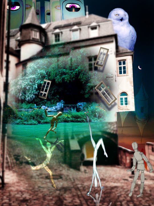 Цифровое искусство под названием "Châteaux volants" - Eva-Jo, Подлинное произведение искусства, Фотомонтаж