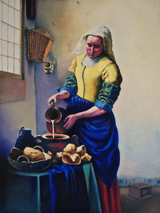 MuchoWow - Poster encadré La laitière - Peinture de Johannes