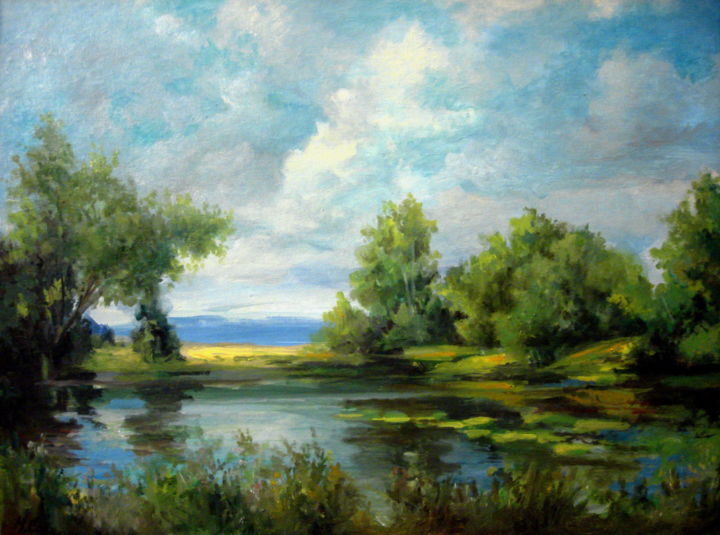 Painting titled "Voronezh River Beau…" by Mike Satcher, Original Artwork, Oil