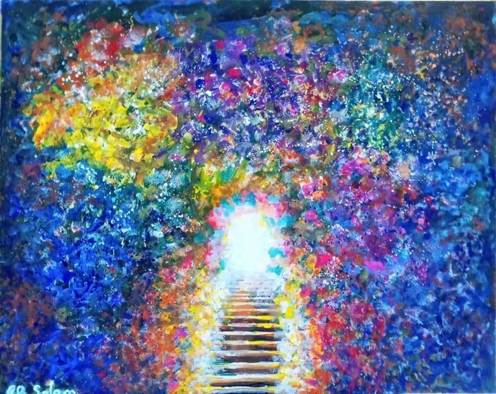 Painting titled "The place where Lig…" by Mohamed Salem, Original Art, Acrylic
