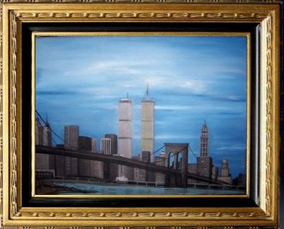 Painting titled "World trade center" by Martine Suzanne Calvayrac, Original Artwork, Oil