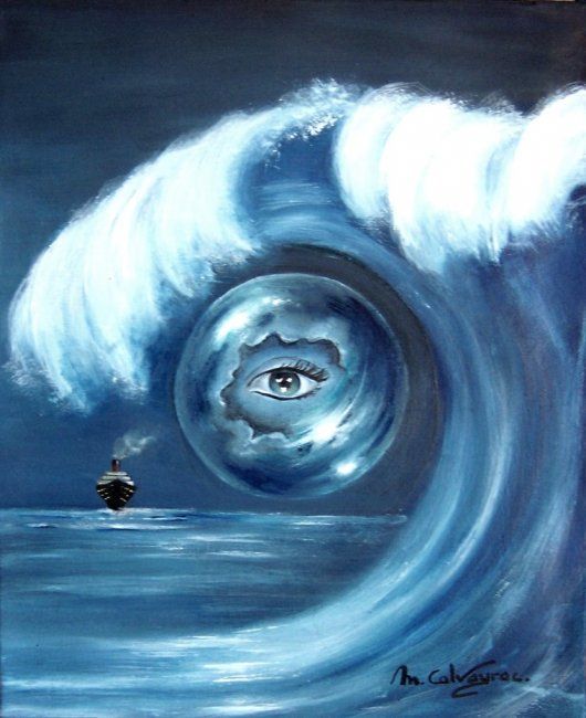 Malerei mit dem Titel "Titanic vision" von Martine Suzanne Calvayrac, Original-Kunstwerk, Öl