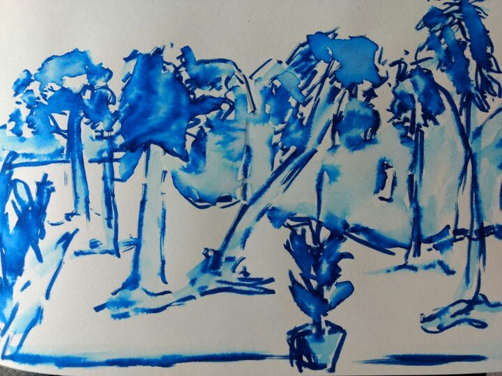 Tekening getiteld "alles so blau" door Urte Singdrossel, Origineel Kunstwerk, Inkt