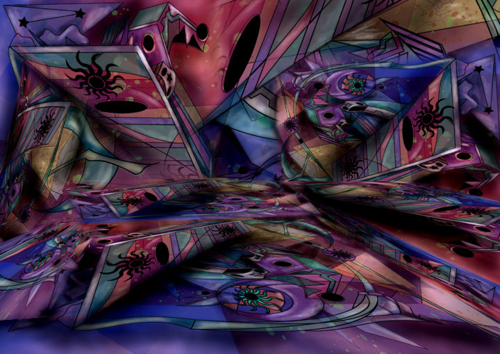 Digital Arts titled "Psychedelic place" by Mehmet Çoşgun, Original Artwork, Digital Painting