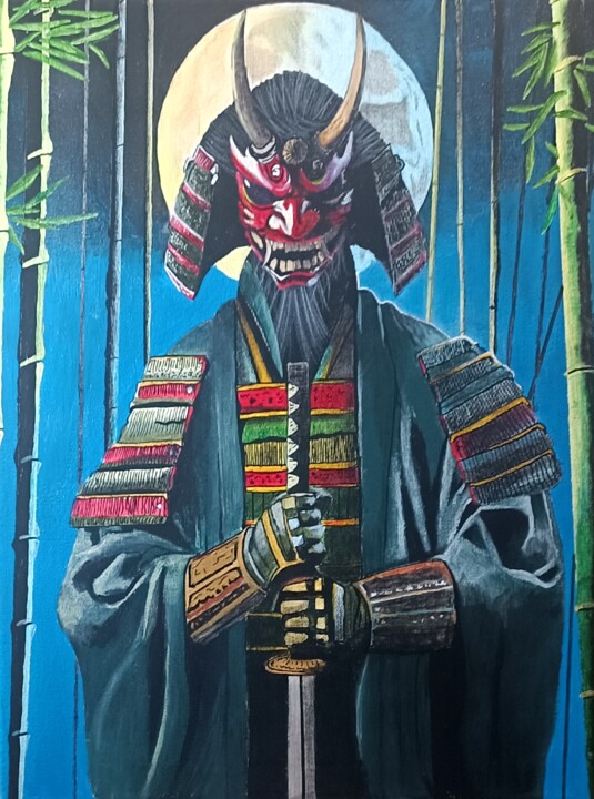 Pintura titulada "Oni Guardian" por Mskal, Obra de arte original, Acrílico Montado en Bastidor de camilla de madera