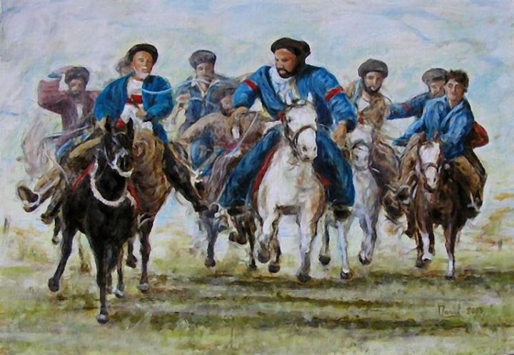 Painting titled "La horde" by Manuel Soarès, Original Artwork