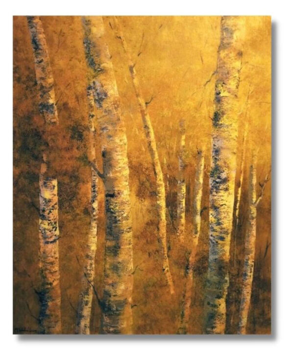 Malerei mit dem Titel "Yellow Woods 2" von Soledad, Original-Kunstwerk, Öl