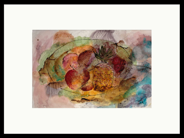 Painting titled "Fruits" by Marie-Sylvie Riviere, Original Artwork, Ink