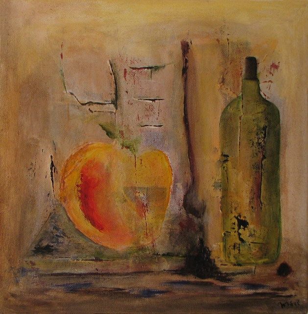 Painting titled "Nature morte à la p…" by Marie-Sylvie Riviere, Original Artwork