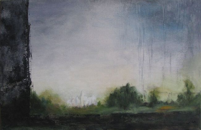 Peinture intitulée "paysage TGV 1" par Marie-Sylvie Riviere, Œuvre d'art originale