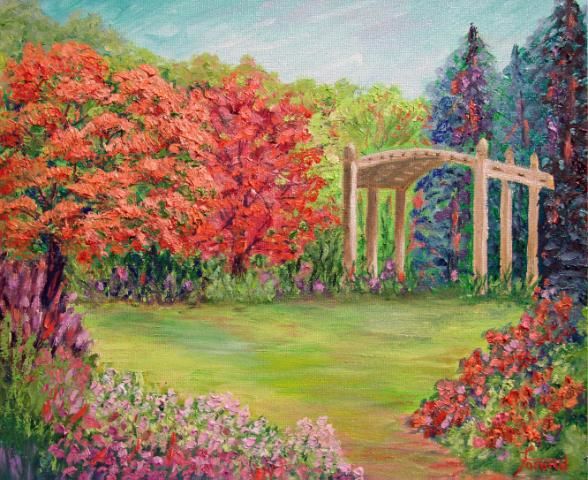 Painting titled "James Garden" by Marie-Therese Forand, Original Artwork, Oil