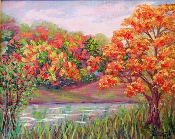 Painting titled "Rountree Park" by Marie-Therese Forand, Original Artwork, Oil