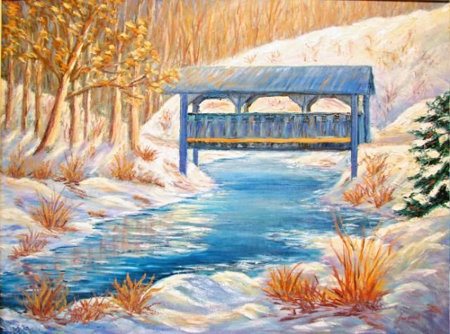Painting titled "Cullen Garden Bridge" by Marie-Therese Forand, Original Artwork