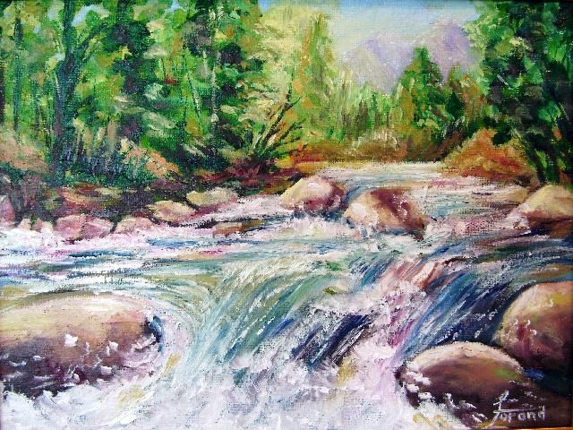 Painting titled "Oxtongue Rapids" by Marie-Therese Forand, Original Art,