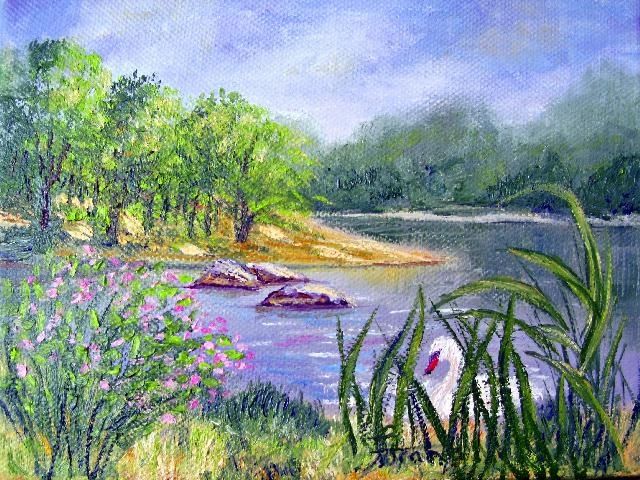 Painting titled "Humber Bay Swan" by Marie-Therese Forand, Original Artwork