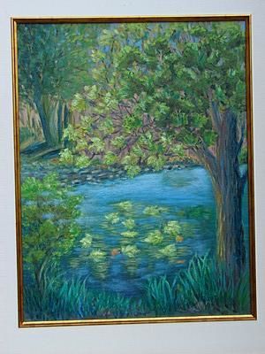 Painting titled "Luminous Reflections" by Marie-Therese Forand, Original Artwork, Oil