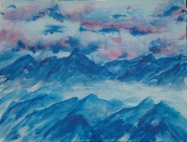 Painting titled "Mountains High up i…" by Trine Meyer Vogsland, Original Artwork