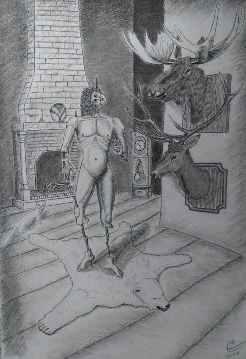 Drawing titled "The wilderness" by Muamar Alkotobe, Original Artwork, Charcoal