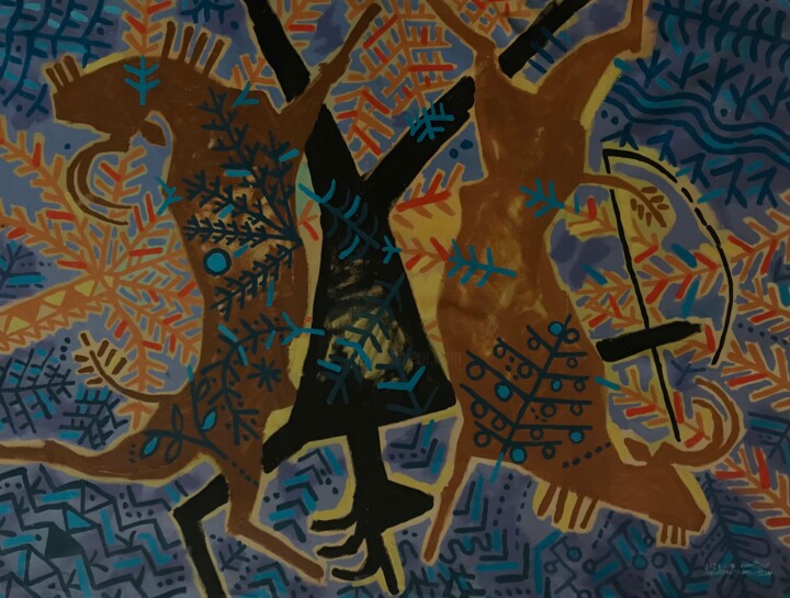 Painting titled "A man fighting bulls" by Muayad Muhsin, Original Artwork, Oil