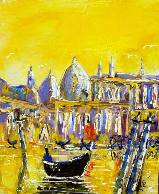 Painting titled "Venise..." by Franck Mugnie, Original Artwork