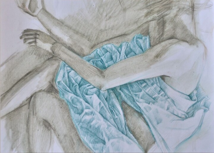 Картина под названием "Drape" - Evgeniya Kolchina, Подлинное произведение искусства, Цветные карандаши