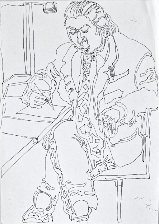 「Portrait of Misha」というタイトルの描画 Evgeniya Kolchinaによって, オリジナルのアートワーク, インク