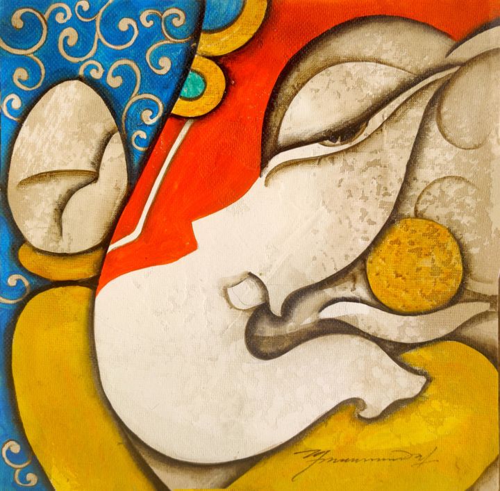Pintura intitulada "Gesha" por Mukesh Mandal, Obras de arte originais, Acrílico