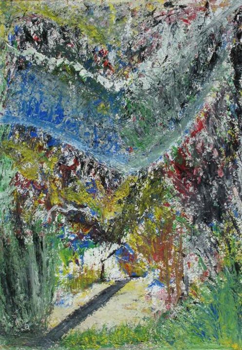 Peinture intitulée "Kashmir Valley" par Mukul Pipalia, Œuvre d'art originale, Huile