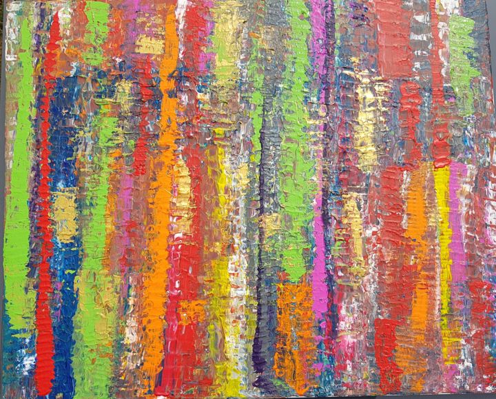 Pintura intitulada "Forêt colorée" por Annick Muller, Obras de arte originais, Acrílico