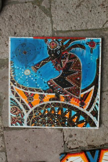 Malerei mit dem Titel "Kokopeli" von Multimedia Artist, Original-Kunstwerk, Öl