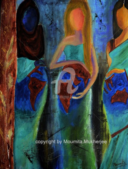 Schilderij getiteld "Mothers" door Mumuscape, Origineel Kunstwerk, Acryl