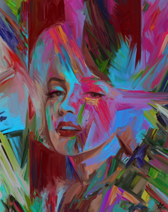 Arts numériques intitulée "Marilyn Monroe" par Munir Akhmejanov, Œuvre d'art originale, Peinture numérique