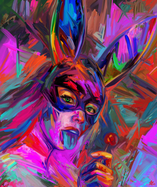 Arts numériques intitulée "The Bunny." par Munir Akhmejanov, Œuvre d'art originale, Peinture numérique